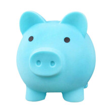 Blue Piggy Bank for Kids Money Saving Box, Festive Cartoon Pig Shape Vinyl Coin Storage Decor S