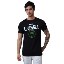 Free Authority Marvel Comic Loki T-Shirt til Mænd, Sort, Halv Ærme, Regular Fit