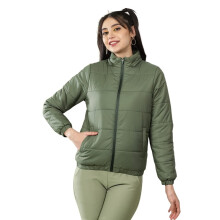Vrouwen Polyester Gequilt Puffer Hoodie Jas