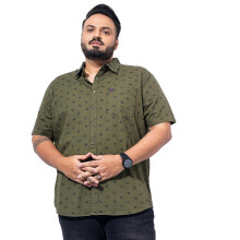 Camisa Casual de Homem Tamanho Plus com Estampa de Azeitona