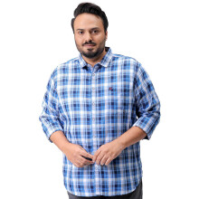 Camisa Casual de Xadrez Hardsoda para Homens (Azul_2XL)