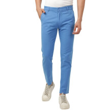 Hardsoda Blue Slim Fit Calças Chino Casuais de Cintura Média