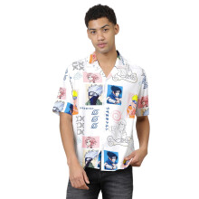 Camisa Branca Naruto Gráfica Impressa para Homens Jovens