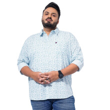 Camisa Casual Floral Azul Plus Size para Homens