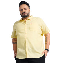 Camisa Casual Amarela Sólida Plus Size para Homens