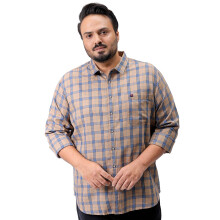 Camisa Casual Hardsoda Masculina com Xadrez (Bege_5XL)