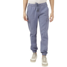 Hardsoda Blauwe Slim Fit Effen Mid Rise Cuffed Cargos