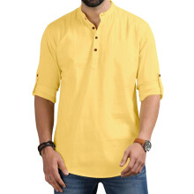 Kurta de Manga Longa Regular Fit em Mistura de Algodão e Poliéster ROYALSCOUT para Ocasiões Especiais