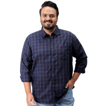 Camisa Casual de Xadrez para Homens Hardsoda (Azul Marinho_5XG)