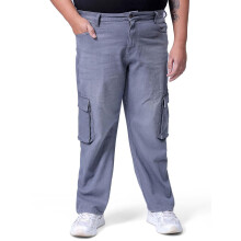 Hardsoda Ανδρικό Plus Size Cargo Παντελόνι Μέσης Γκρι (44)