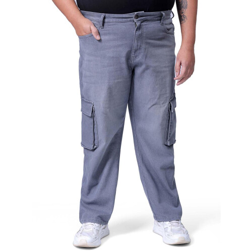 Hardsoda Ανδρικό Plus Size Cargo Παντελόνι Μέσης Γκρι (44)