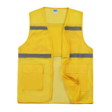 Visibility Safety Vest with Pockets and Reflective Strips for Construction Running Traffic, Yellow 185190