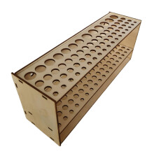 Wooden Paint Brush Holder 67Hole Large Capacity Wall Mounted and Desk Stand Brush Organizer Solid Wood Construction