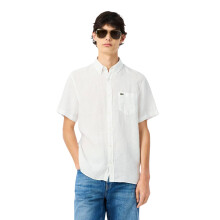 Lacoste Herren Kurzarm Leinenhemd Weiß