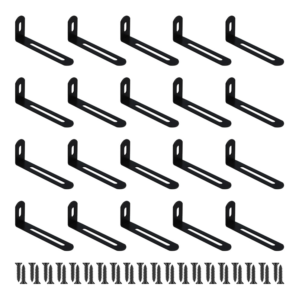 20Pcs Adjustable Right Angle Brackets Black, Heavy Duty Metal L Shape Corner Braces For Shelves 9073542899747