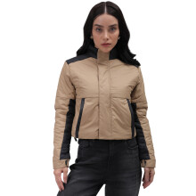 Freehand Dames Bruine Kleurgebroken Crop Lengte Bomberjack