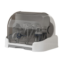 Dustproof Baby Bottle Drying Rack with Lid and Removable Drain Tray, Gray Baby Bottle Organizer