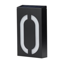 Solar House Number Sign with Bright LED Lighting, Waterproof Address Plaque for Home Outdoor Wall (Black)