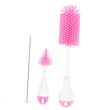 Rotating Baby Bottle Cleaning Brush Set with Pacifier and Straw Cleaner for Easy Milk Residue Removal