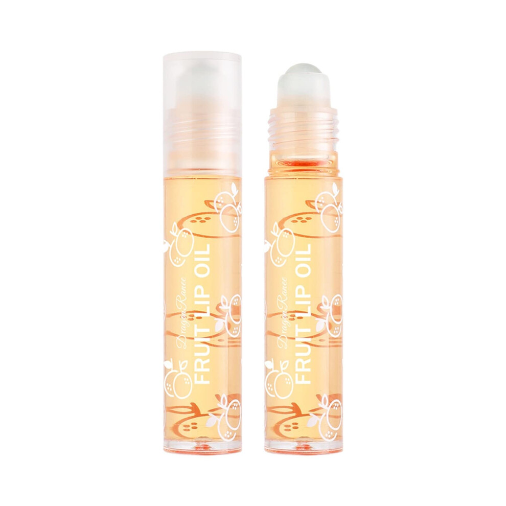 Hydrating Lip Oil Roller for Deep Moisturizing, Nonsticky Clear Gloss Balm with Fruit Scent 3ml