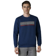 Louis Philippe Heren Polycotton Shawl Neck Sweatshirt (Lystcrgpq37869_Navy)