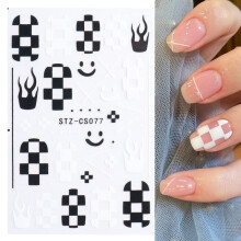 3D Halloween Nail Art Stickers Black Red Blood Fire Design Decals LongLasting Gloss Finish STZCS077