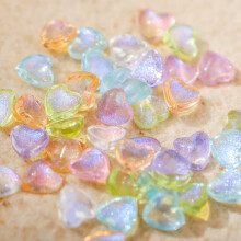 50pcs 3D Resin Heart Nail Charms Glitter Decor for Valentine's Day Handmade Nail Art Decorations