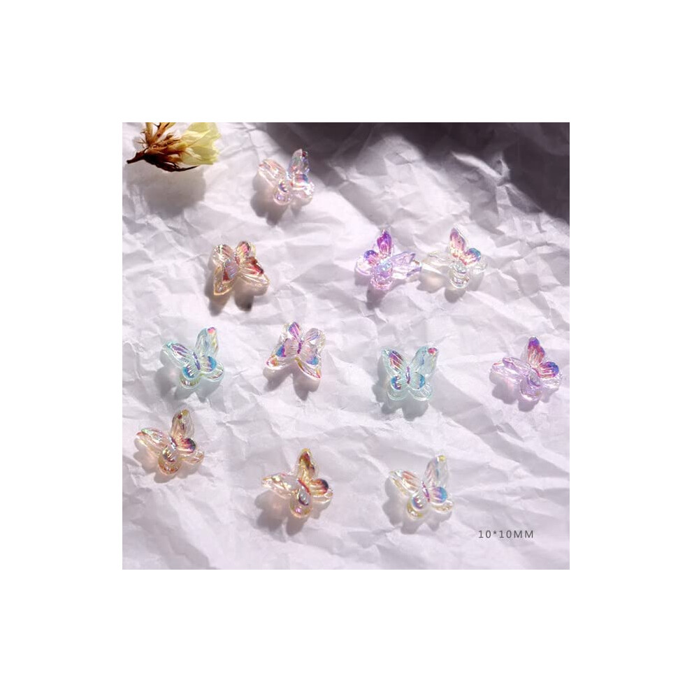 3D Aurora Butterfly Nail Art Decorations Set ZS484 with Aurora Shine Effect for DIY Manicure 10pcs
