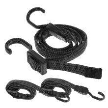 3PCS Flat Bungee Cords with Hooks Adjustable Heavy Duty Straps for Cargo Luggage Truck Outdoor Use Gray Black