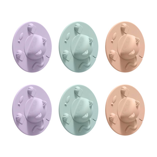 Set mit 6 Tassendeckeln im niedlichen Katzen-Design mit