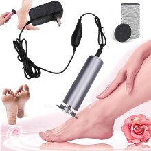 Electric Foot Callus Remover with 60pcs Sandpaper Discs, Adjustable Speed and 360 Rotating Motor for Dead Skin and Cracked Heels (Silver)