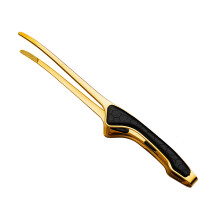 Stainless Steels Kitchen Tongs With Nonslip-black handle gold
