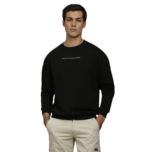 Heren Casual Zwarte Graphic Print Sweater