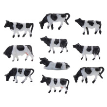 10Pcs Simulation Cattle Statues 1:87 Scale Tiny ABS Cow-A