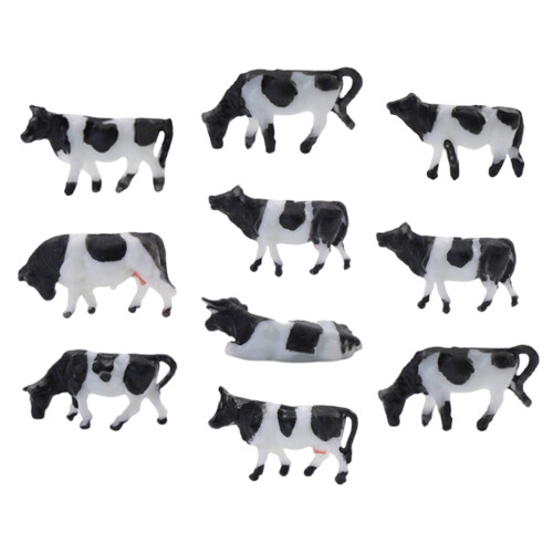 10Pcs 1:87 Scale Miniature Cow Figures Ornament ABS Plastic-A