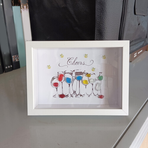 Handgefertigte Cocktail-Kunst aus Seeglas, gerahmte 1