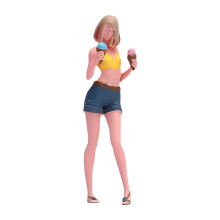 Realistische 1/64 harsen miniatuur-meisje met kort haar