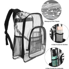 Heavy Duty Clear Backpack,Security Transparent School Backpack,See Through Bookbag For Work, Security Check And Travel