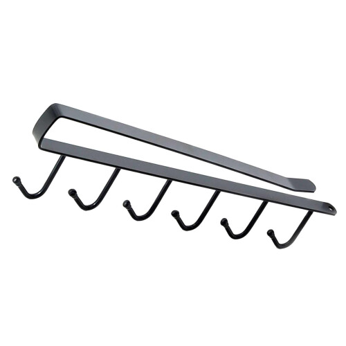 Under Cabinet Hooks Kitchen Storage Organizer, NoDrill Iron Rack with 6 SpaceSaving Hanging Hooks (Black) 1