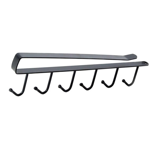Under Cabinet Hooks Kitchen Storage Organizer, NoDrill Iron Rack with 6 SpaceSaving Hanging Hooks (Black) 2