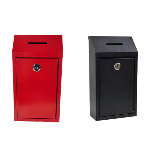 Metal Donation Box with Practical Lock Safe Drop Box for-Black 1