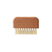 Double Sided Nail Cleaning Brush with Natural Pig Bristles, Wooden Handle for Manicure and Hand Care (White)