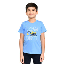 Lux Cozi Jongens Blauw Mist Gedrukt Ronde Hals Korte Mouw Katoenen T-Shirt (Maat: 80Cm)