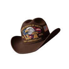 Independence Day Embroidered Cowboy Hat Great For Social-brown