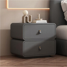 Modern Grey 45cm Bedside Table, Compact 2Drawer Nightstand with Storage for Bedroom and Small Spaces