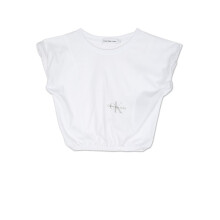 Camiseta de Manga Corta con Logo de Calvin Klein para Niñas_196808080891 Blanco Brillante