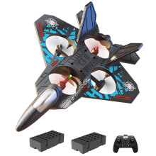 RC Fighter Jet Plane with Dual Batteries, Foam Remote Control Airplane for Teenagers 14+, Blue Toy