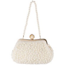 Elegant Shell Shaped Pearl Clutch Purse for Women with Secure Snap Closure and Durable Metal Frame