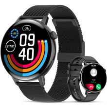 Bluetooth Call Smartwatch for Android and iOS, 1.32in HD Fitness Watch with Heart Rate, SpO2, Sleep Tracking, IP67 Waterproof Black