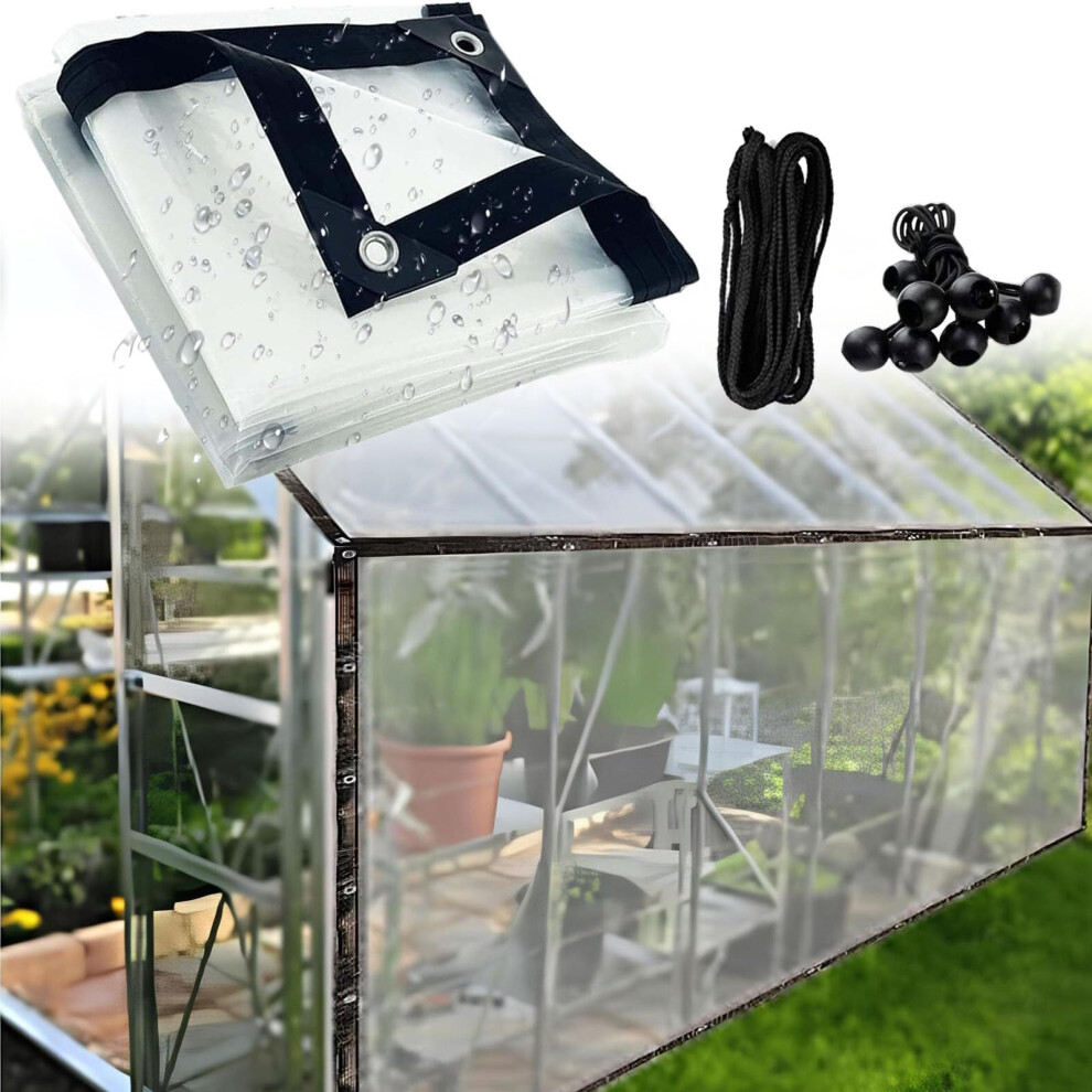 7X14 Ft Clear Waterproof Tarp Heavy Duty Vinyl Tarpaulin With Reinforced Eyelets For Outdoor Use 9330225671176